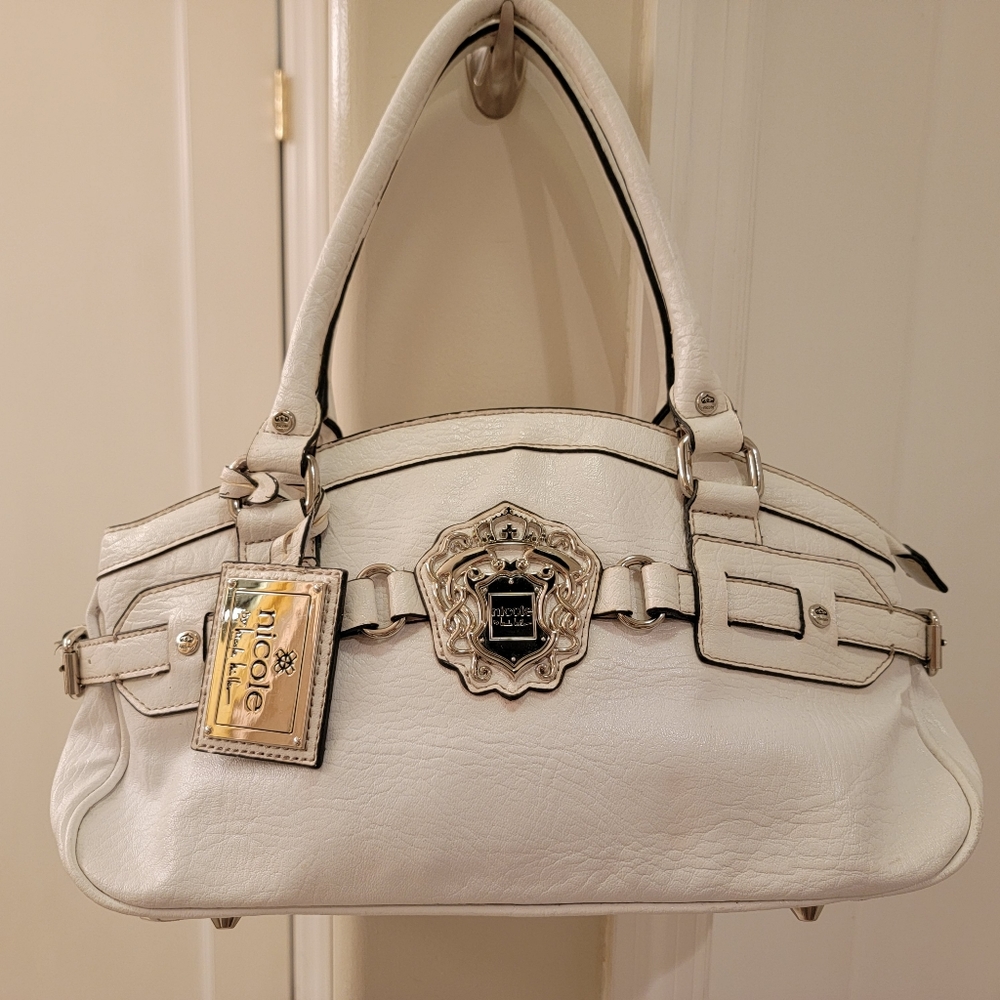 Nicole Miller White Leather Bag